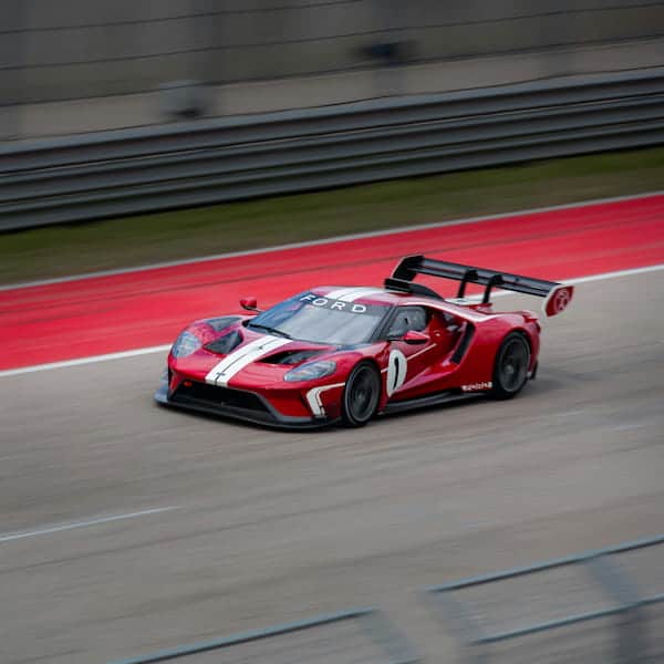 Red Ford race car